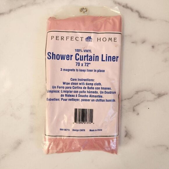 Perfect home 70x72 pink 100% vinyl shower curtain new in package - Picture 3 of 3